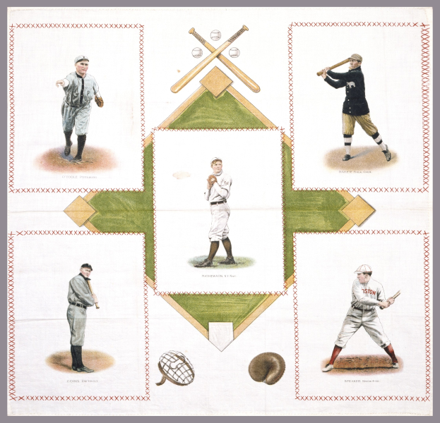 Gruppe von Baseballspielern auf einem Feld mit Schlägern, mit einem Ball und Netz am Boden, das ein laufendes Spiel anzeigt.
