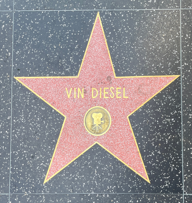 Ein Stern auf dem Hollywood Walk of Fame mit der Aufschrift 'Vin Diesel'.