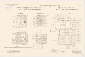 Schwarz-weißer architektonischer Grundriss des ehemaligen Bundeskanzleramts, der detaillierte Layout-Planung mit beschrifteten Räumen und strukturellen Elementen zeigt.