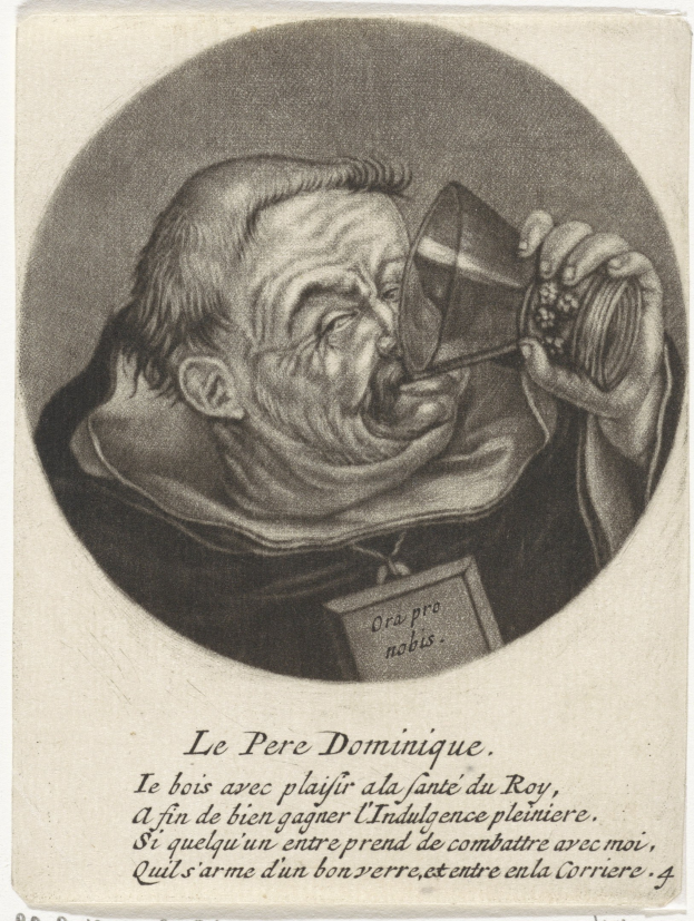 Alter Mann mit kurzen dunklen Haaren, ernster Gesichtsausdruck und geschlossenen Augen, der aus einem Glas in seiner rechten Hand trinkt, trägt einfache Kleidung.